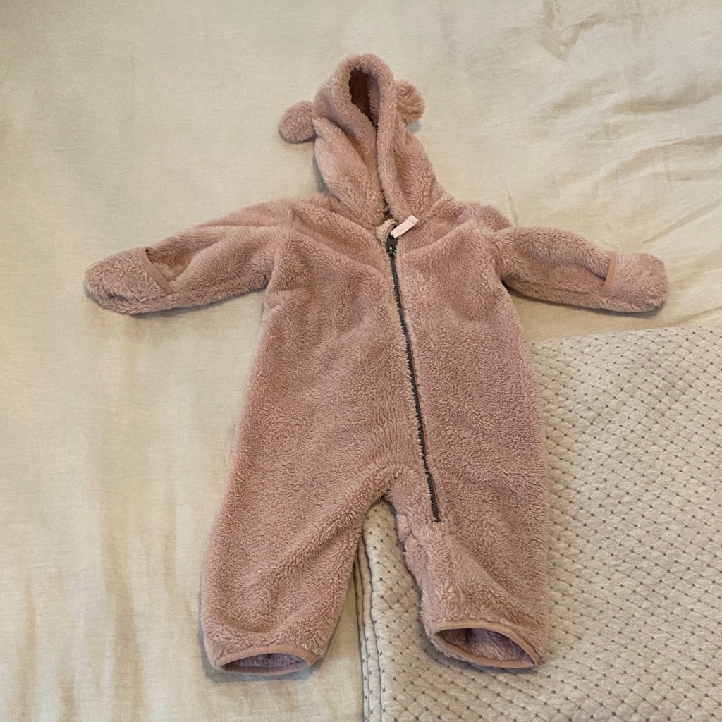 Hanna Andersson Blush Pink Marshmallow Fleece Bunting Romper